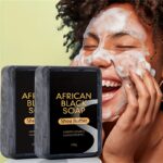 woman using African black soap for glowing skin