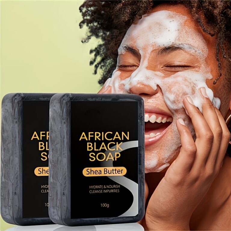 woman using African black soap for glowing skin