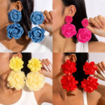 multi color floral statement earrings collection