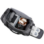 Gym bag with ventilated shoe compartment for separating shoes and gear