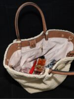 Spacious interior of plush sherpa tote bag for everyday essentials