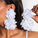 white floral statement earrings elegant drop earrings for women