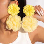 yellow floral statement drop earrings bohemian style
