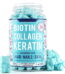 Biotin collagen keratin gummies for hair growth skin and nails 5000mcg vegan vitamins bottle