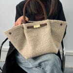 Plush faux fur tote bag for women styled as a luxury everyday handbag